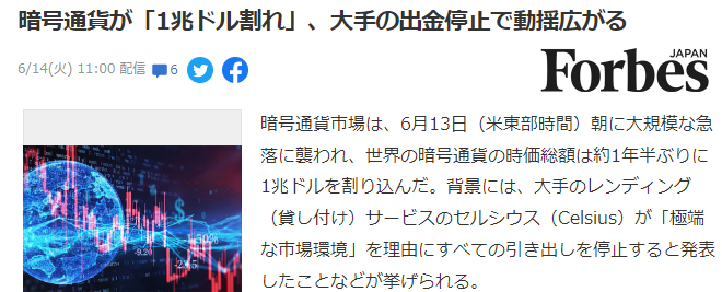世界加密货币市场巨幅下跌 时隔一年半总额首次跌破1万亿美元-第2张图片-比特派