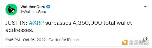 Watcher.Guru:XRP的钱包地址总数超过435万-第1张图片-币安下载 Watcher.Guru:XRP的钱包地址总数超过435万-第1张图片-币安下载