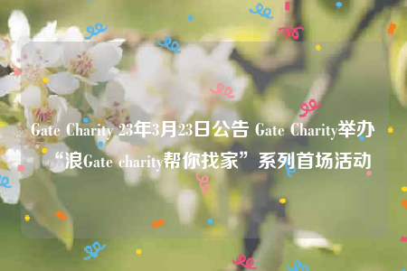 Gatb Charity 23年3月23日公告 Gatb Charity举办“浪Gatb charity帮你找家”系列首场活动-第1张图片-币安下载